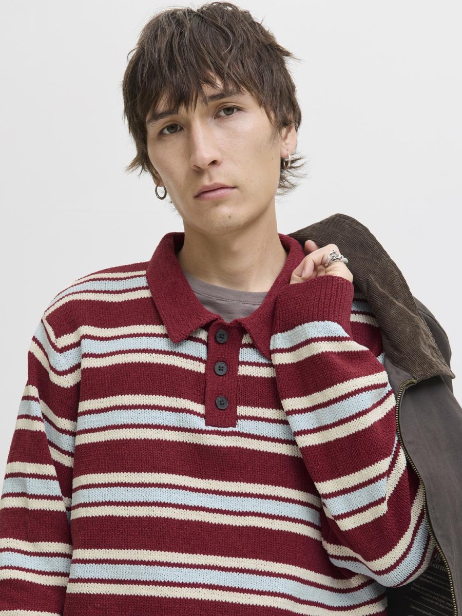 POLO RELAXED TEJIDO CAMBRIDGE-Tibetan Red Stripes:Skyway - Imagen 4