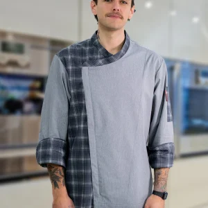 Chaqueta Milcao Hombre gris con cierre y tela escocesa