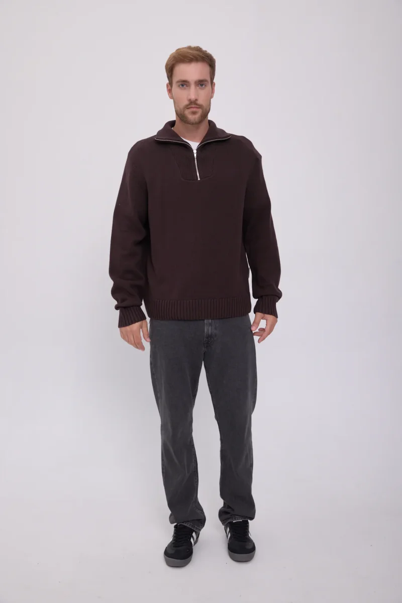 SWEATER WIDE TEJIDO CON CIERRE FREDERIKSBERG - Chocolate Torte - Imagen 4