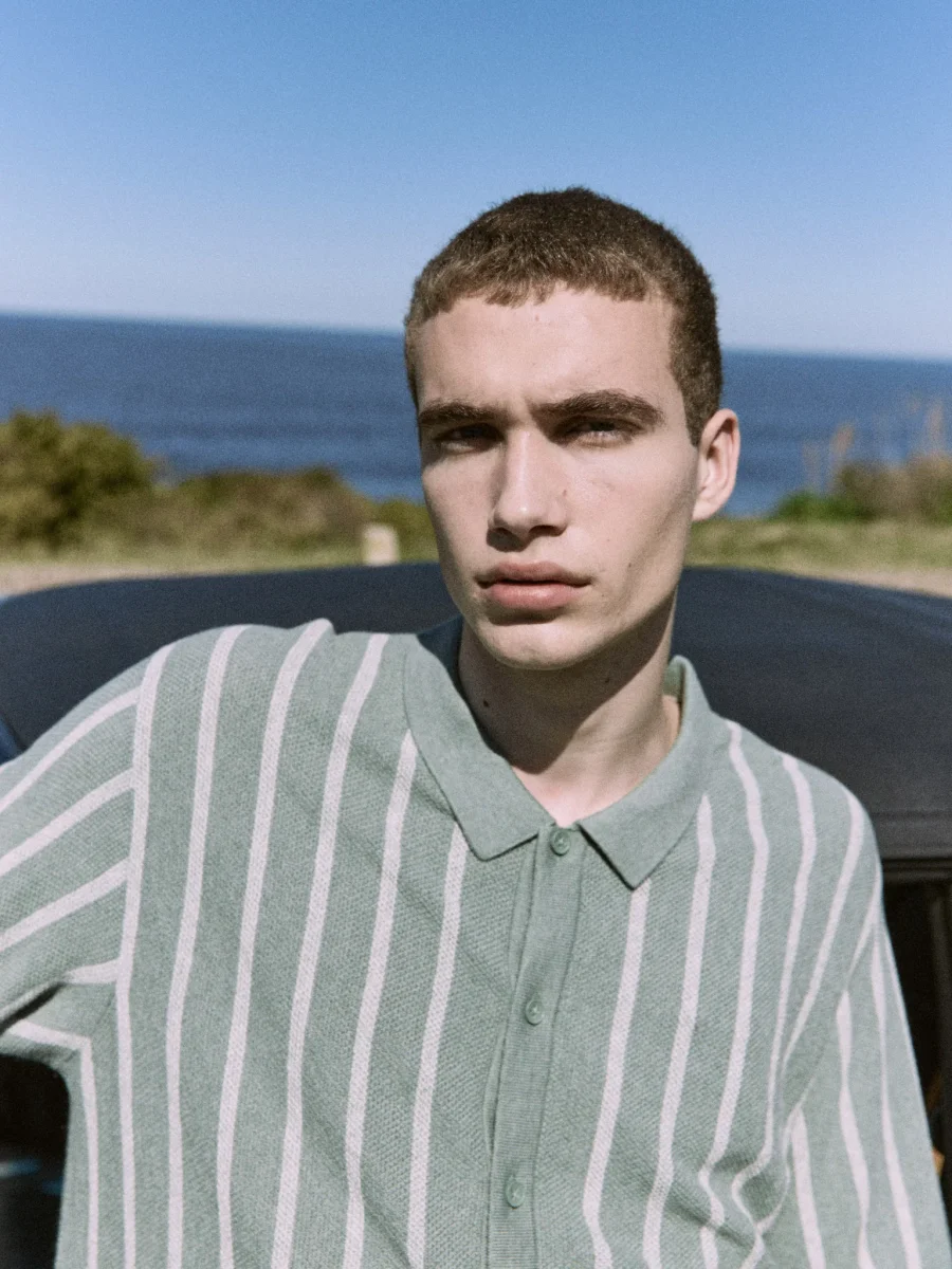 POLO RELAXED TEJIDO RAYAS EMIL - Iceberg Green Stripes:w. Cloud Dancer stripes - Imagen 5