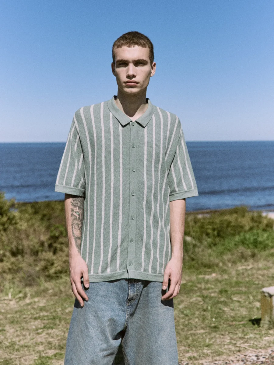 POLO RELAXED TEJIDO RAYAS EMIL - Iceberg Green Stripes:w. Cloud Dancer stripes
