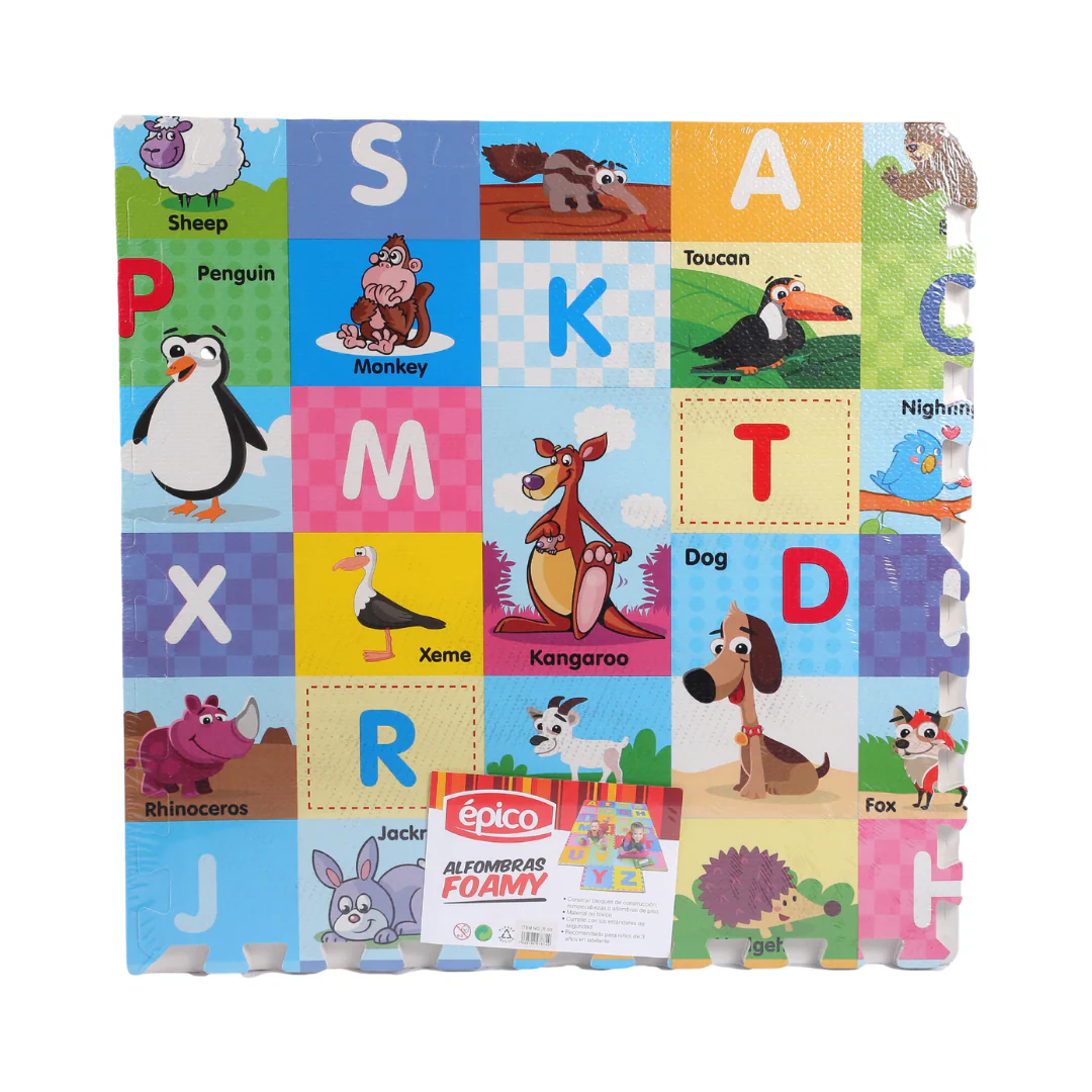Alfombra de Foamy Grande 24 x 24 Pulgadas (Animales y Letras)