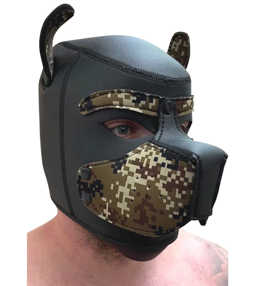 Mascara Perro De Neopreno Suave Disfraz De Perro Cosplay Gay Spike Neoprene Puppy Hood Black - Imagen 4