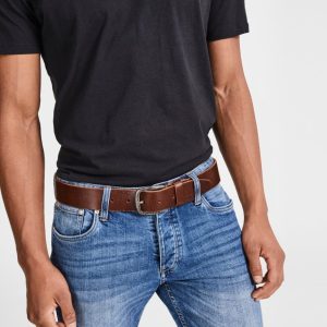 Cinturón marrón hebilla plata -JACPAUL
