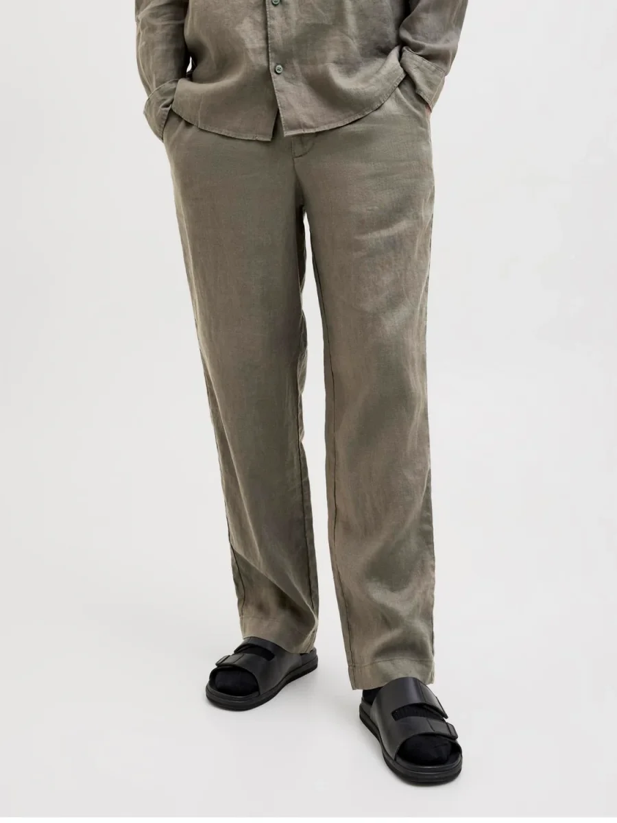 PANTALON CHINO DE LINO KARL - Tea Leaf - Imagen 2