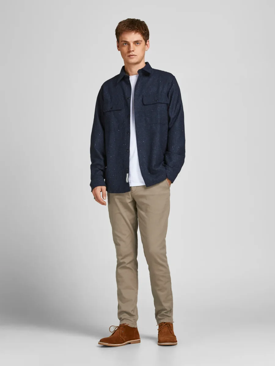 PANTALÓN CHINO SLIM TIRO MEDIO MARCO - Beige - Imagen 3