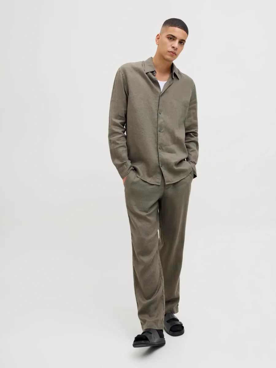 PANTALON CHINO DE LINO KARL - Tea Leaf - Imagen 5