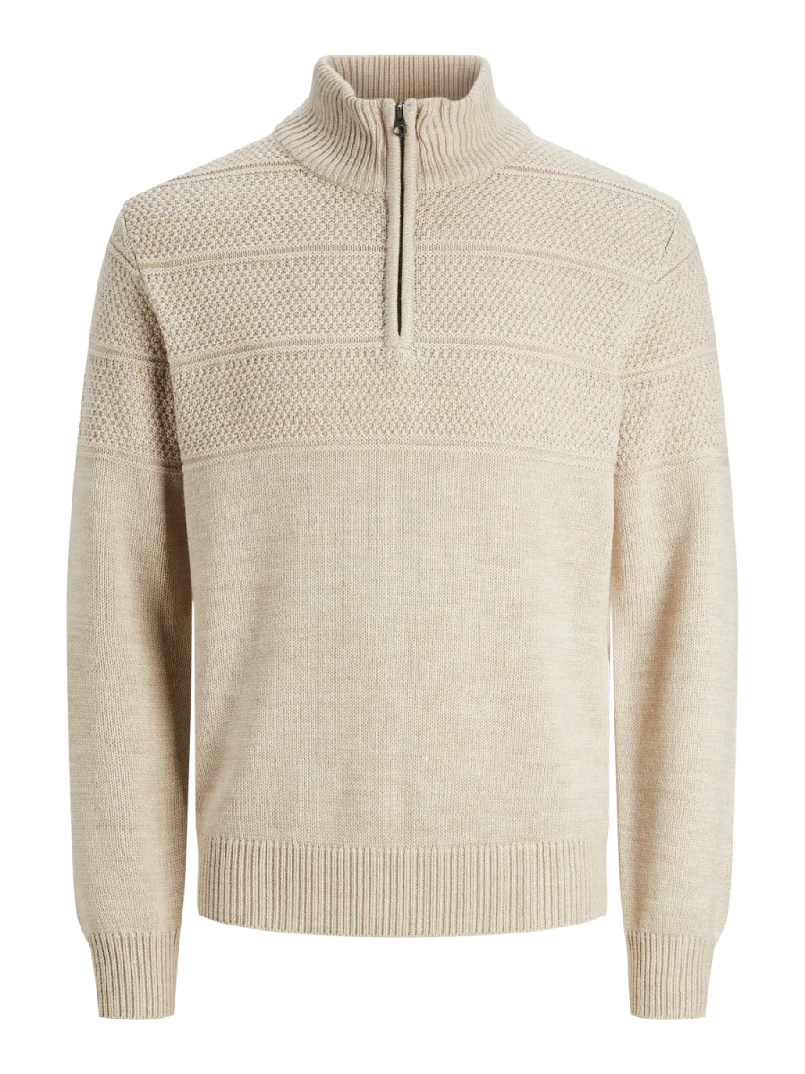 SWEATER REGULAR TEJIDO CON CIERRE BLUJERRY - Oatmeal Detail:MELANGE - Imagen 2