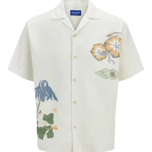CAMISA RELAXED CON CUELLO RESORT ESTAMPADA LUKE - Cloud Dancer