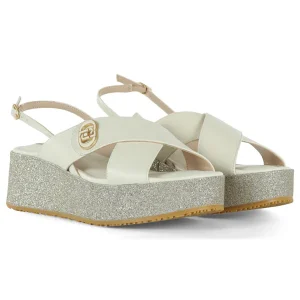 LIU JO FLO 03 SANDAL CALF LEATHER GLITTER MILK
