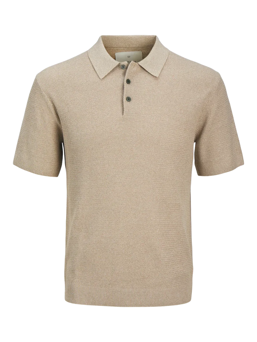 POLO REGULAR TEJIDO CON BOTONES COOPER - Greige Detail:Twist
