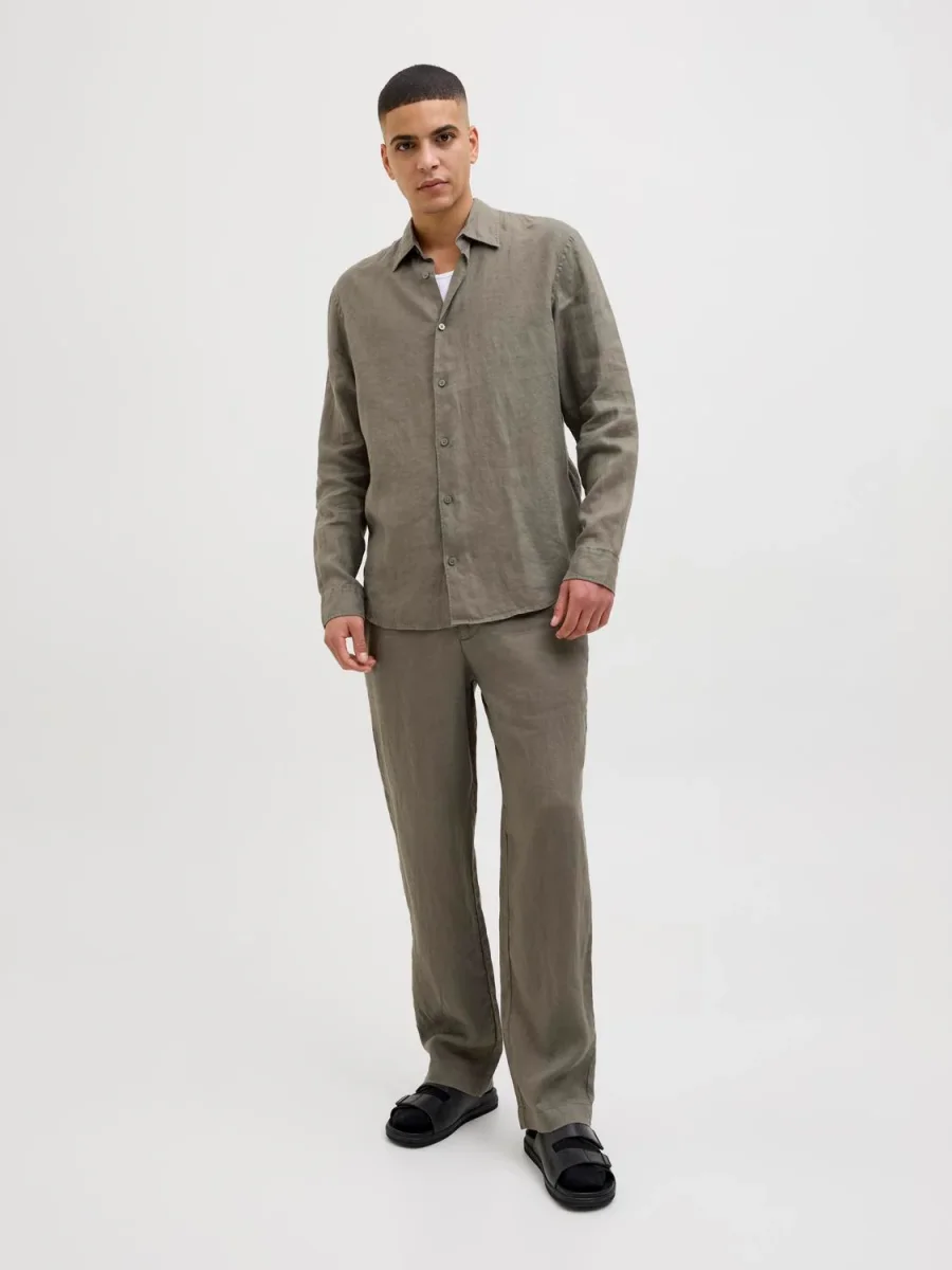 PANTALON CHINO DE LINO KARL - Tea Leaf - Imagen 3
