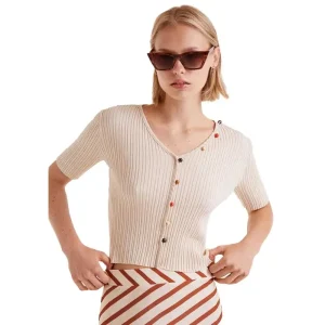 COMPANIA FANTASTICA TOP CANALE ABALORIOS BEIGE