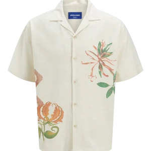 CAMISA RELAXED CON CUELLO RESORT ESTAMPADA LUKE - Antique White
