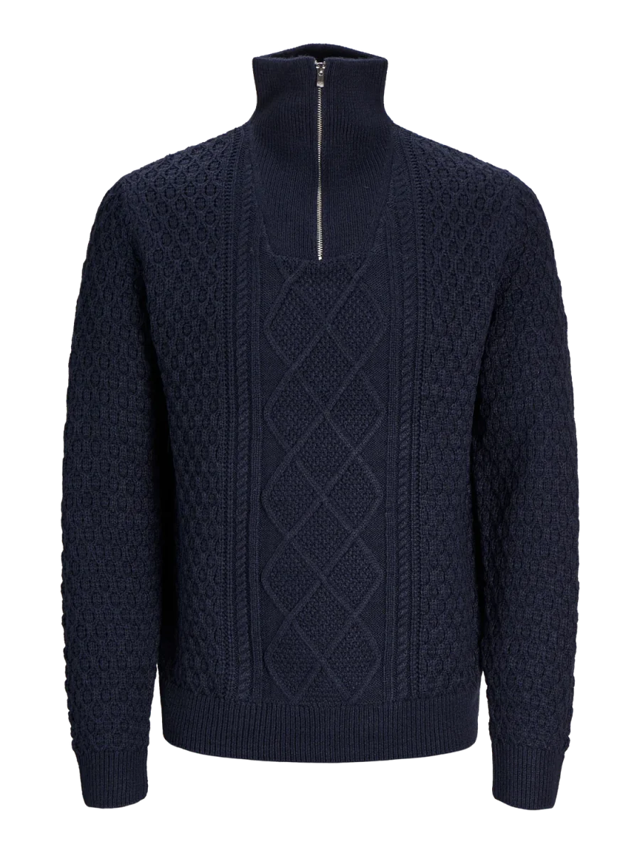 SWEATER TRENZADO CON CUELLO ALTO BLUNORTH - Night Sky
