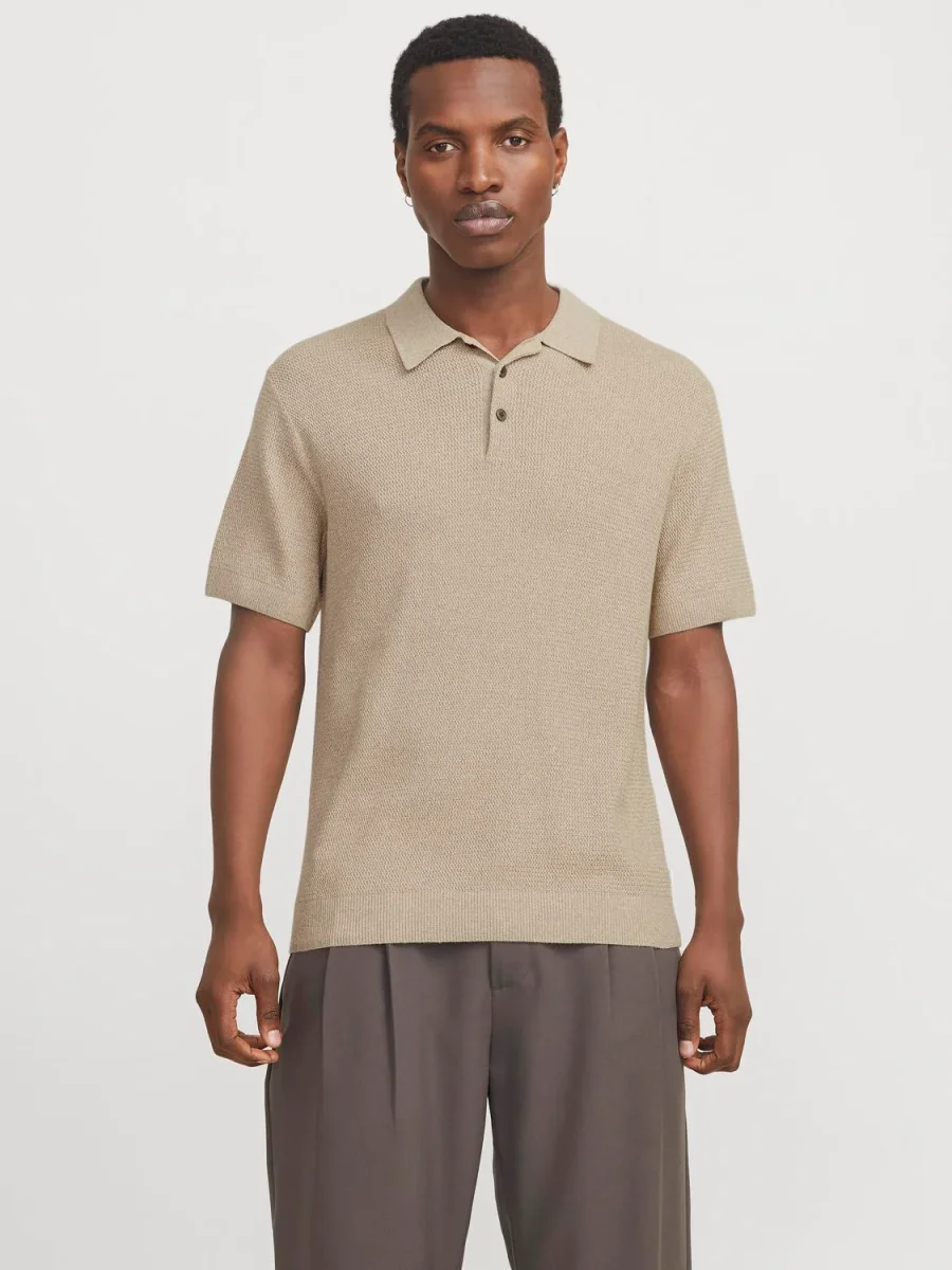 POLO REGULAR TEJIDO CON BOTONES COOPER - Greige Detail:Twist - Imagen 5